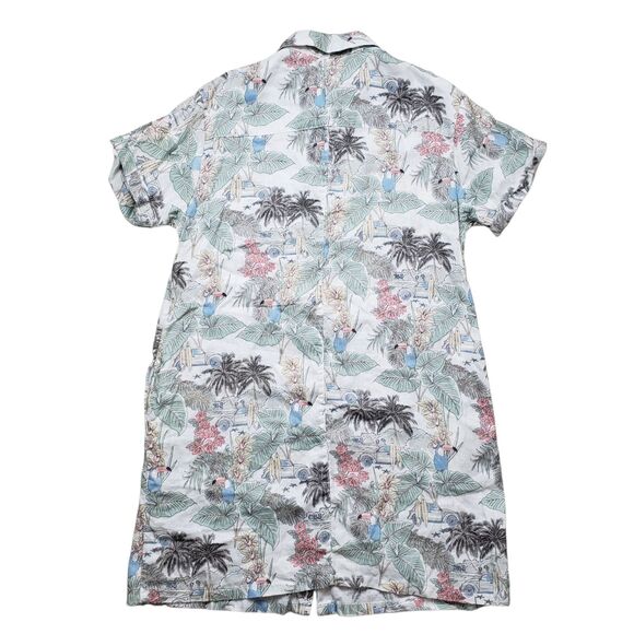 Rachel Zoe 100% Linen Mini Dress Womens Large Floral Button Front Tropical - Picture 6 of 9